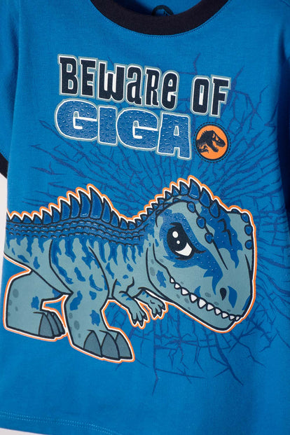 CAMISETA DE JURASSIC WORLD MANGA CORTA AZUL PARA NIÑO 2T A 6T