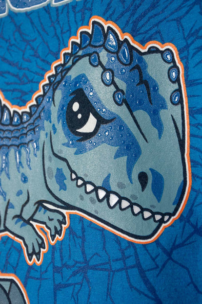 CAMISETA DE JURASSIC WORLD MANGA CORTA AZUL PARA NIÑO 2T A 6T