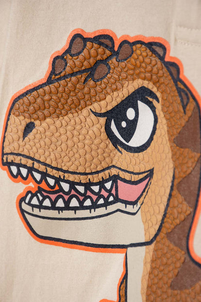 CAMISETA TIPO POLO JURASSIC WORLD MANGA CORTA ALMENDRA PARA NIÑO 2T A 6T