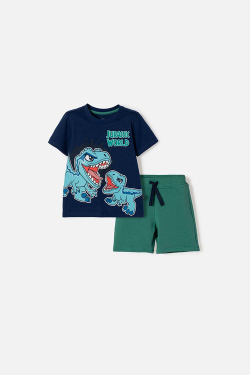 CONJUNTO DE JURASSIC WORLD PANTALÓN CORTO MULTICOLOR PARA NIÑO 2T A 6T