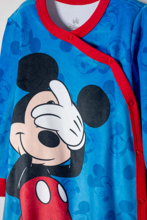 PIJAMA MICKEY MOUSE MAMELUCO AZUL PARA BEBÉ NIÑO