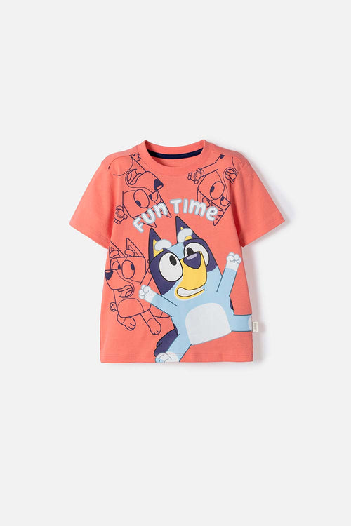 CAMISETA DE BLUEY MANGA CORTA SALMON PARA NIÑO 2T A 6T