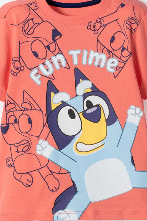 CAMISETA DE BLUEY MANGA CORTA SALMON PARA NIÑO 2T A 6T