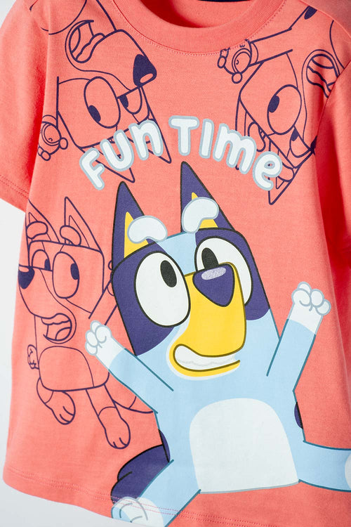 CAMISETA DE BLUEY MANGA CORTA SALMON PARA NIÑO 2T A 6T