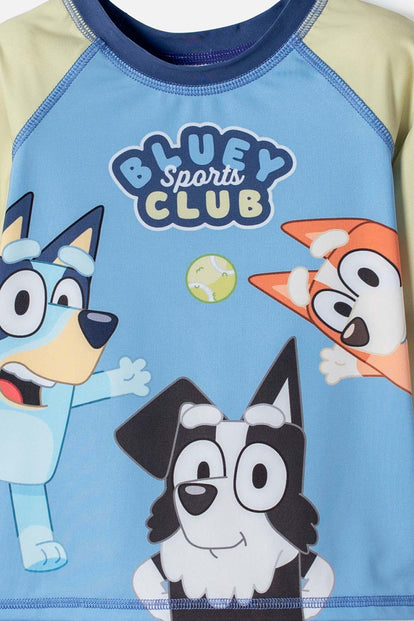 CONJUNTO DE BAÑO DE BLUEY AZUL MANGA LARGA PARA NIÑO 2T A 6T