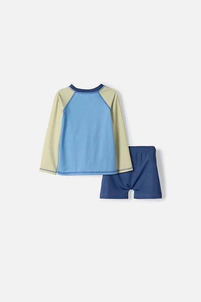 CONJUNTO DE BAÑO DE BLUEY AZUL MANGA LARGA PARA NIÑO 2T A 6T