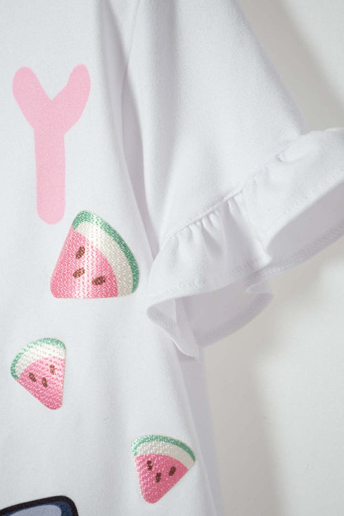 CAMISETA DE BLUEY BLANCA MANGA CORTA PARA NIÑA DE 2T A 6T