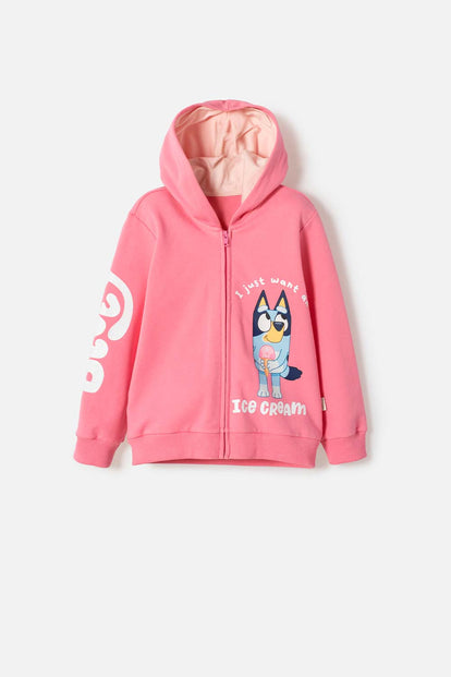 BUZO DE BLUEY ROSADO DE DISEÑO ABIERTO PARA NIÑA 2T A 6T
