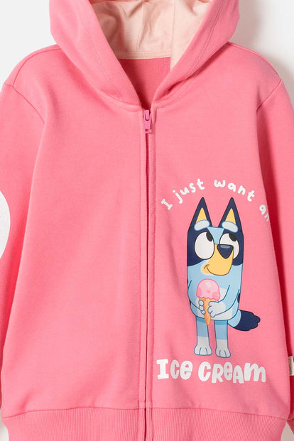 BUZO DE BLUEY ROSADO DE DISEÑO ABIERTO PARA NIÑA 2T A 6T