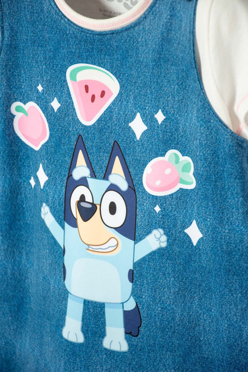 VESTIDO DE BLUEY MANGA CORTA AZUL PARA NIÑA 2T A 6T