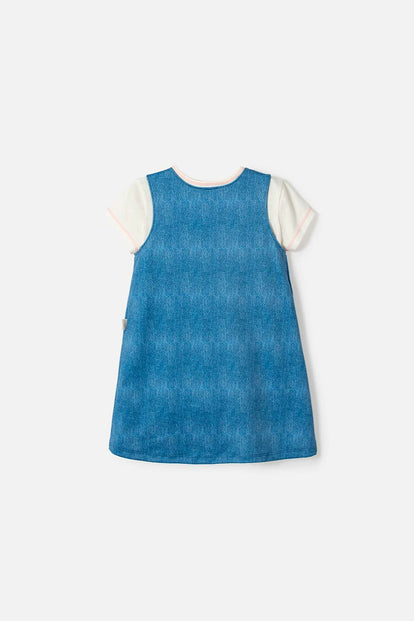 VESTIDO DE BLUEY MANGA CORTA AZUL PARA NIÑA 2T A 6T
