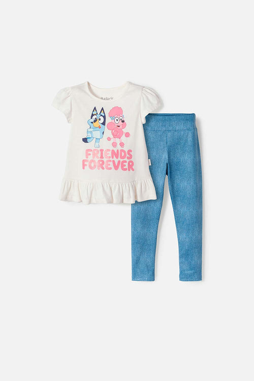 CONJUNTO DE BLUEY CON PANTALÓN LARGO MULTICOLOR PARA NIÑA 2T A 6T