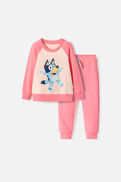 CONJUNTO DE BLUEY CON PANTALÓN LARGO ROSADO PARA NIÑA 2T A 6T