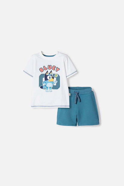 CONJUNTO DE BLUEY PANTALÓN CORTO MULTICOLOR PARA NIÑO 2T A 6T