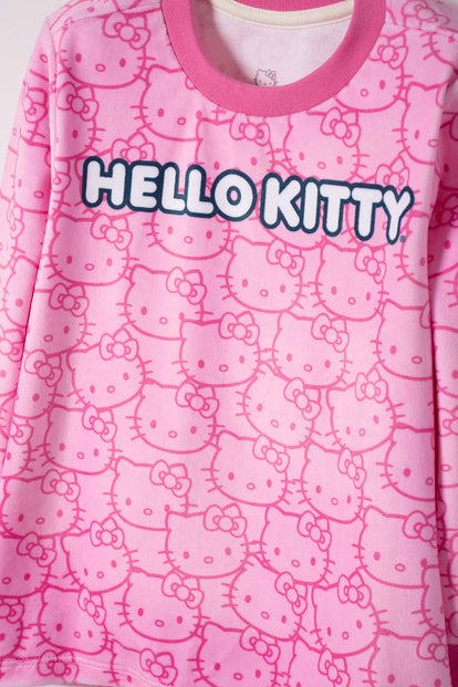 PIJAMA DE HELLO KITTY PANTALÓN LARGO ROSADO PARA NIÑA 2T A 6T