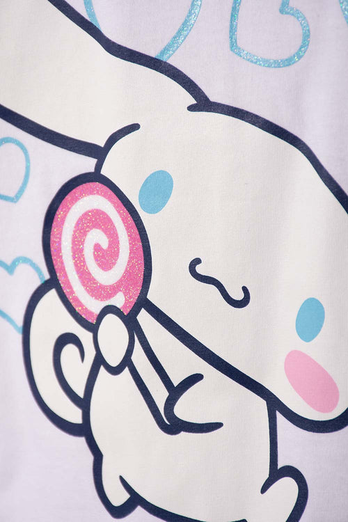 CAMISETA DE CINNAMOROLL MANGA CORTA BLANCO PARA NIÑA 2T A 6T