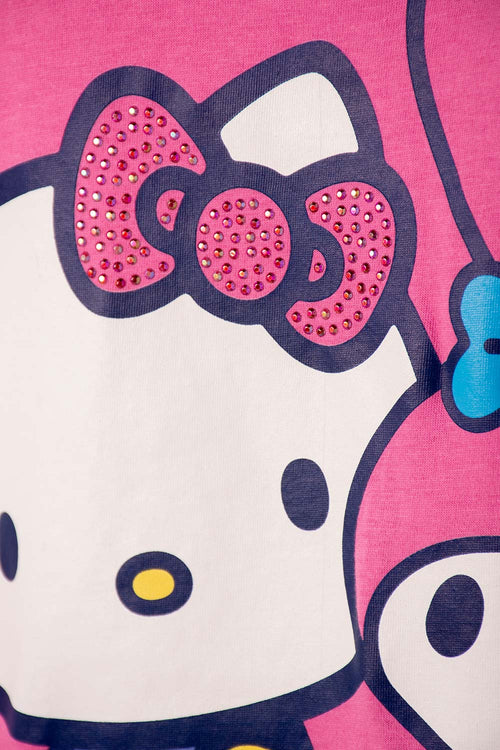 CAMISETA DE HELLO KITTY MANGA CORTA ROSADA PARA NIÑA 2T A 6T