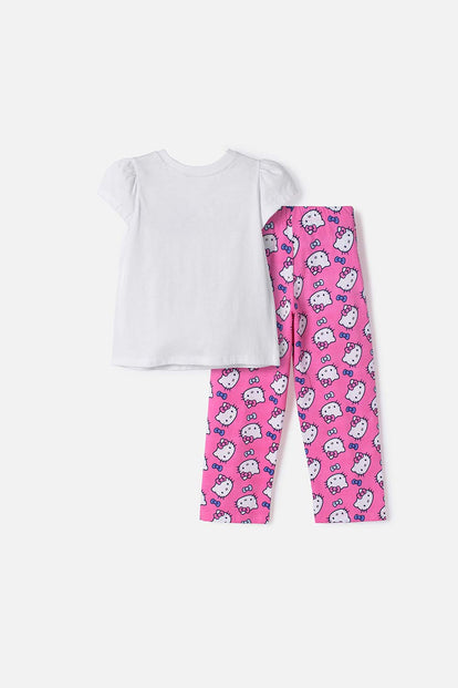 PIJAMA DE HELLO KITTY PANTALÓN LARGO MULTICOLOR PARA NIÑA 2T A 6T