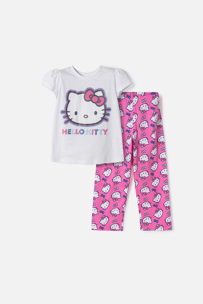PIJAMA DE HELLO KITTY PANTALÓN LARGO MULTICOLOR PARA NIÑA 2T A 6T