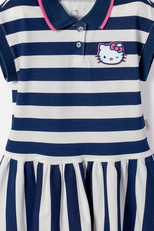VESTIDO DE HELLO KITTY MANGA CORTA MULTICOLOR PARA NIÑA 2T A 6T