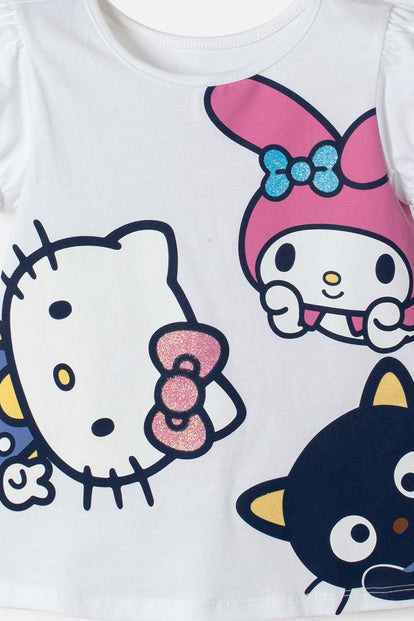 CONJUNTO DE HELLO KITTY CON SHORT MULTICOLOR PARA NIÑA 2T A 6T