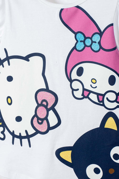 CONJUNTO DE HELLO KITTY CON SHORT MULTICOLOR PARA NIÑA 2T A 6T