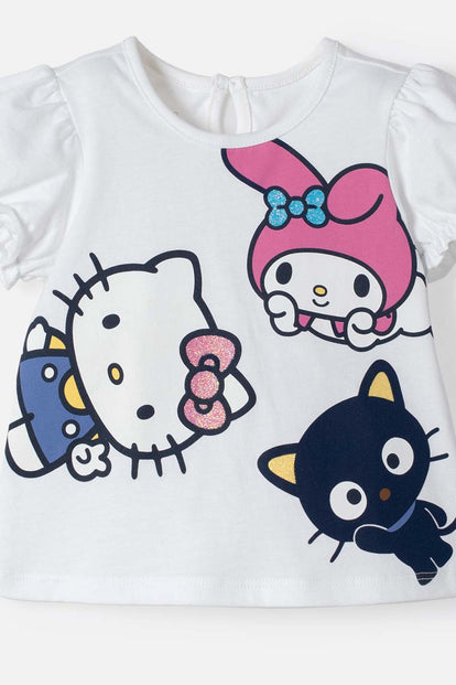 CONJUNTO DE HELLO KITTY CON SHORT MULTICOLOR PARA BEBÉ NIÑA