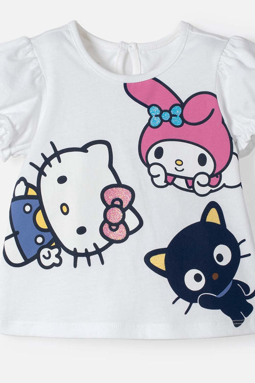 CONJUNTO DE HELLO KITTY CON SHORT MULTICOLOR PARA BEBÉ NIÑA