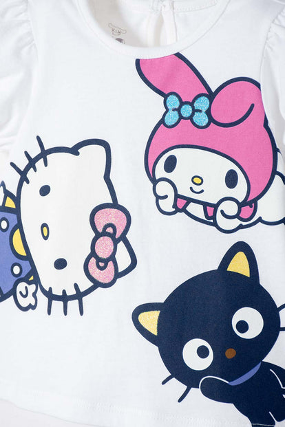 CONJUNTO DE HELLO KITTY CON SHORT MULTICOLOR PARA BEBÉ NIÑA