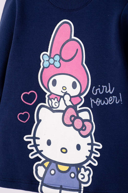 CONJUNTO DE HELLO KITTY CON BUZO AZUL PARA BEBÉ NIÑA