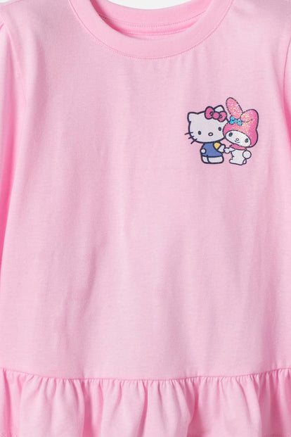 CAMISETA DE HELLO KITTY MANGA LARGA ROSADA PARA NIÑA 2T A 6T