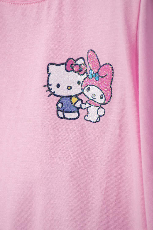 CAMISETA DE HELLO KITTY MANGA LARGA ROSADA PARA NIÑA 2T A 6T