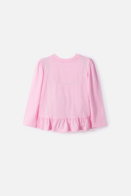 CAMISETA DE HELLO KITTY MANGA LARGA ROSADA PARA NIÑA 2T A 6T