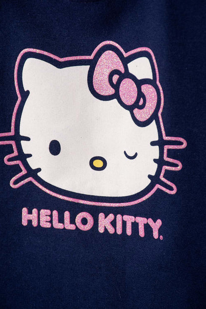 VESTIDO DE HELLO KITTY MANGA CORTA AZUL Y ROSADO PARA BEBÉ NIÑA