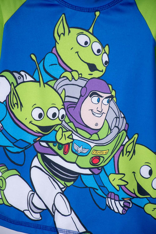 CONJUNTO DE BAÑO DE TOY STORY MANGA LARGA AZUL Y VERDE PARA NIÑO 3T A 6T