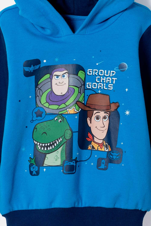BUZO DE TOY STORY CERRADO CON CAPUCHA AZUL PARA NIÑO 2T A 6T