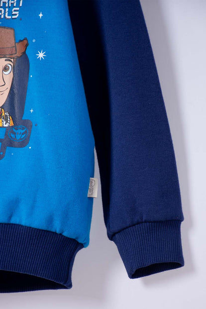 BUZO DE TOY STORY CERRADO CON CAPUCHA AZUL PARA NIÑO 2T A 6T