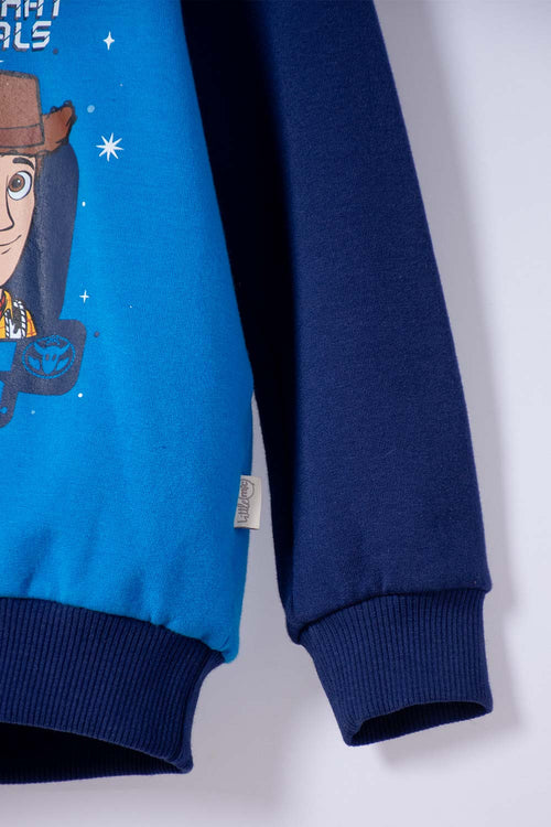BUZO DE TOY STORY CERRADO CON CAPUCHA AZUL PARA NIÑO 2T A 6T