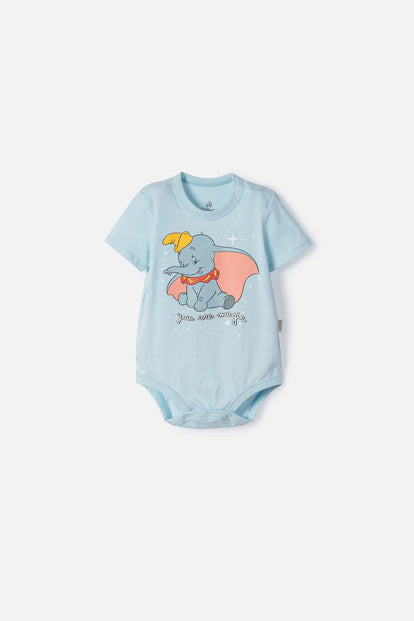 BODY DE DUMBO MANGA CORTA AZUL PARA BEBÉ NIÑA