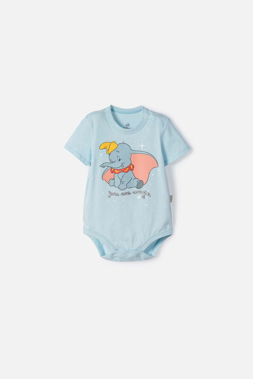 BODY DE DUMBO MANGA CORTA AZUL PARA BEBÉ NIÑA