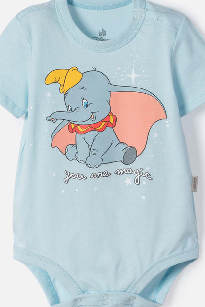 BODY DE DUMBO MANGA CORTA AZUL PARA BEBÉ NIÑA