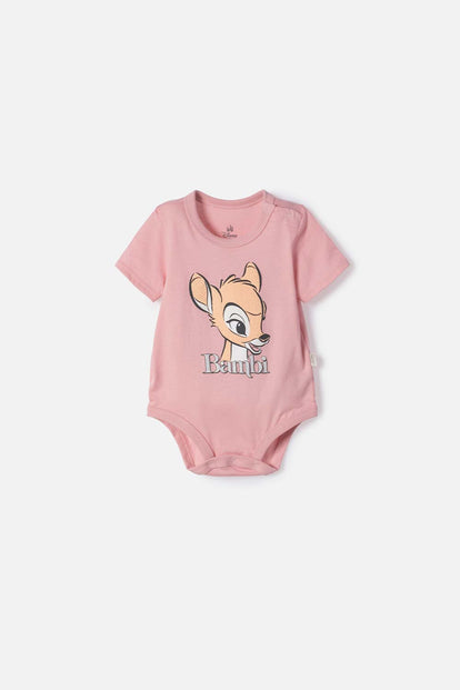 BODY DE BAMBI MANGA CORTA ROSA PARA BEBÉ NIÑA