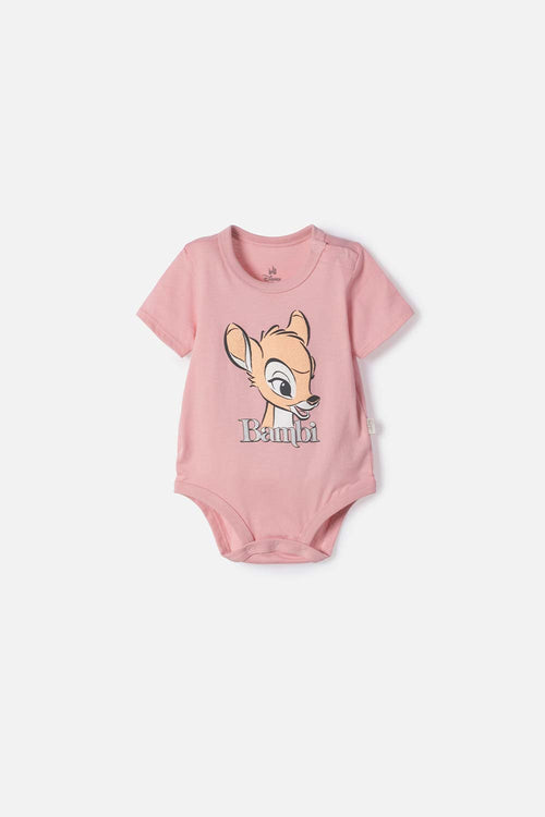 BODY DE BAMBI MANGA CORTA ROSA PARA BEBÉ NIÑA