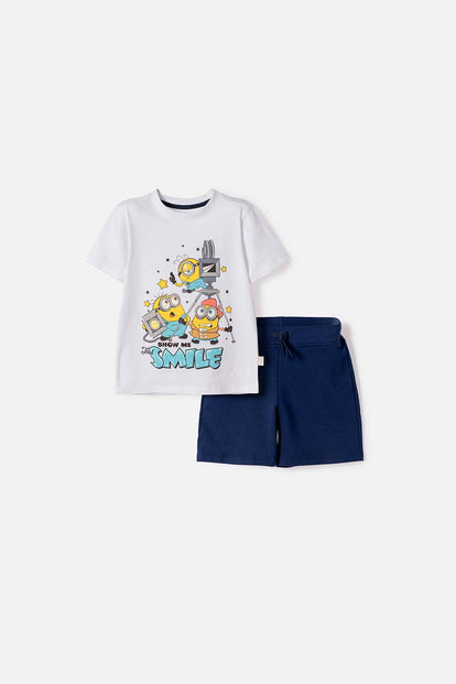 CONJUNTO DE MINIONS CON BERMUDA MULTICOLOR PARA NIÑO 2T A 6T