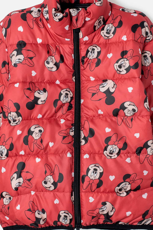 CHAQUETA DE MINNIE MOUSE CON CIERRE ROJO PARA NIÑA 2T A 6T