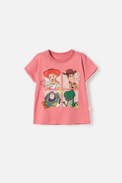 CAMISETA DE TOY STORY MANGA CORTA ROSADA PARA NIÑA 3T A 6T