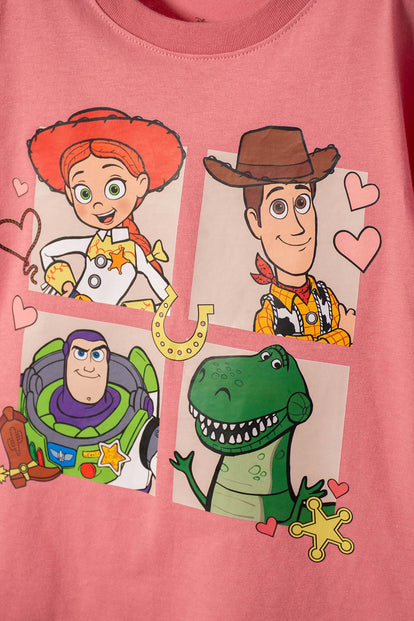 CAMISETA DE TOY STORY MANGA CORTA ROSADA PARA NIÑA 3T A 6T