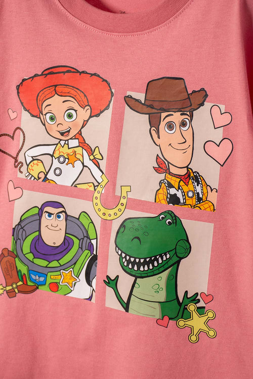 CAMISETA DE TOY STORY MANGA CORTA ROSADA PARA NIÑA 3T A 6T