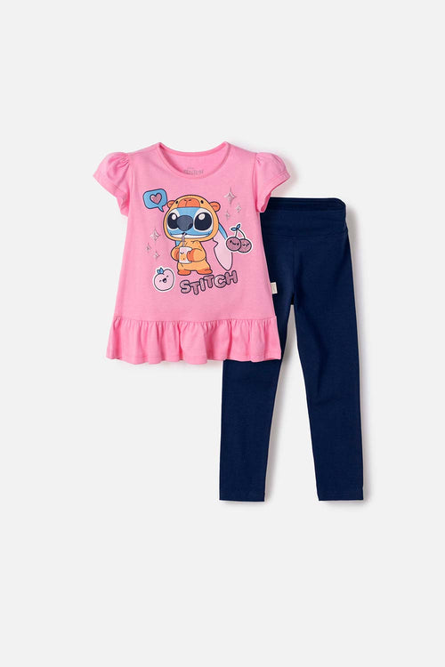 CONJUNTO DE STITCH Y CAPYBARA MULTICOLOR PARA NIÑA 2T A 6T