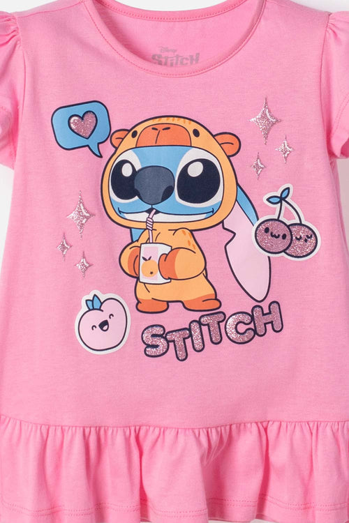 CONJUNTO DE STITCH Y CAPYBARA MULTICOLOR PARA NIÑA 2T A 6T